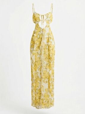 Peppermayo Sunset Kisses Ruffles Maxi Dress Daffodil Floral Yellow 4 Wedding